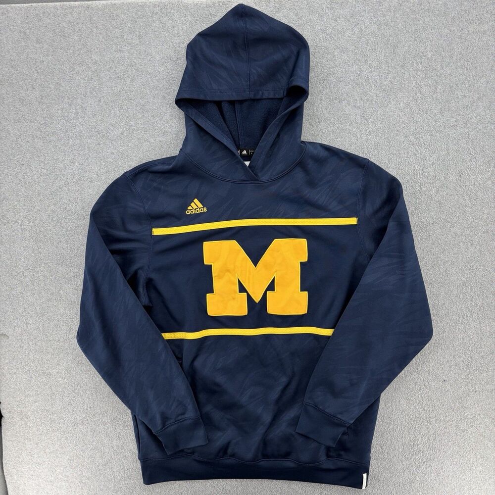 Adidas Michigan Wolverines ClimaWarm Team Issued Hoodie Navy Large NCAA Football